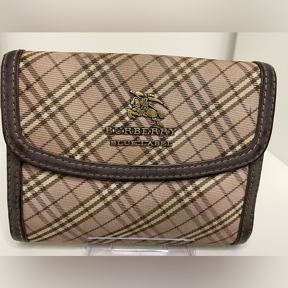 Burberry Blue Label Brown Plaid Canvas Wallet - Picture 1 of 9